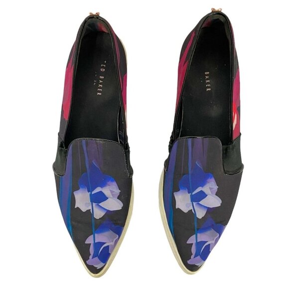 TED BAKER FLORAL POINTED TOE FLATS - 9 - Picture 4 of 8